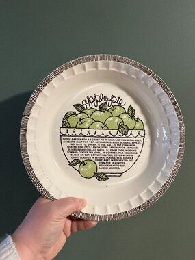 Jeannette Stoneware Apple Pie Recipe Plate Vintage Ceramic by Royal China